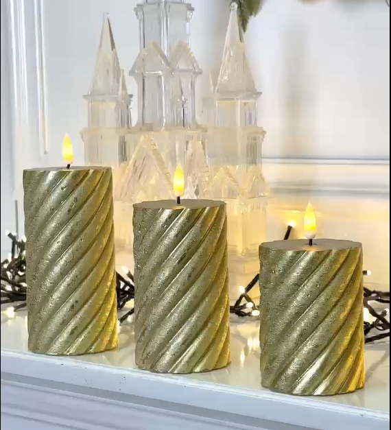 LED Gold Wax Candles (Pack of 3) PartyPerfetto