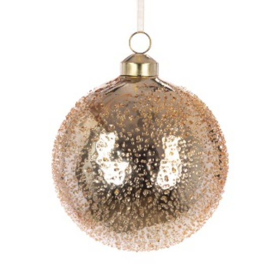 Golden Flower Glass Flori Bauble Pack of 1 Party Perfetto