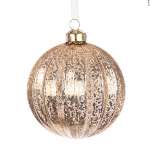Glass Grace Golden Bauble Pack of 3 Party Perfetto