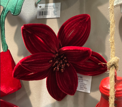 Poinsettia Clip Flower 20Cm Pack Of 2 Party Perfetto