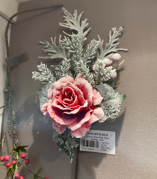 Snowy Rose Pick 38cm Party Perfetto