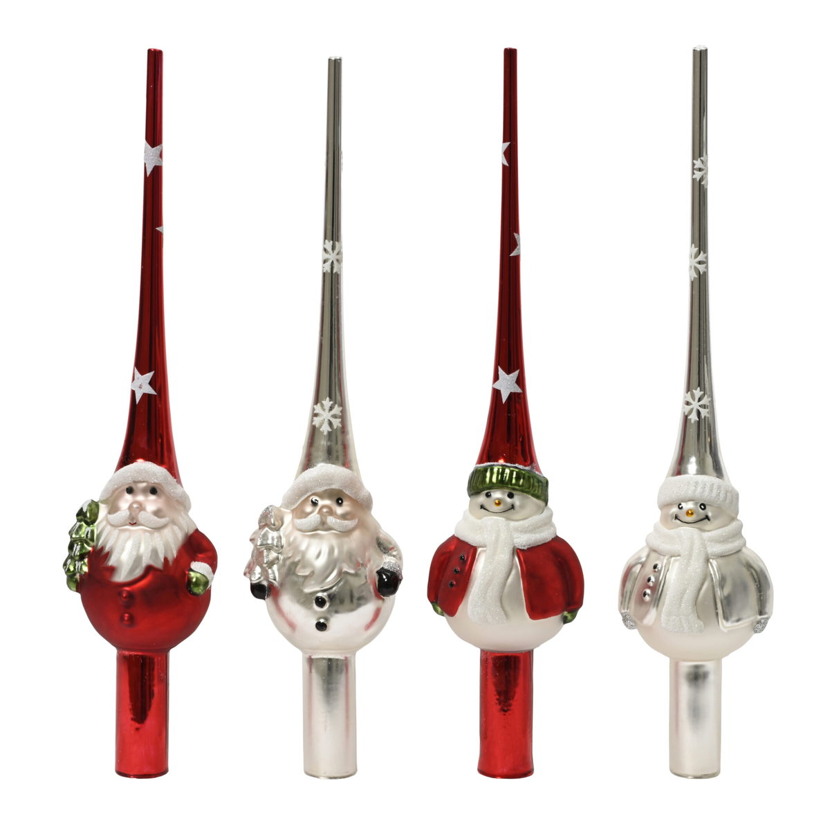 Santa/Snowman Glass Treetopper (Small) PartyPerfetto