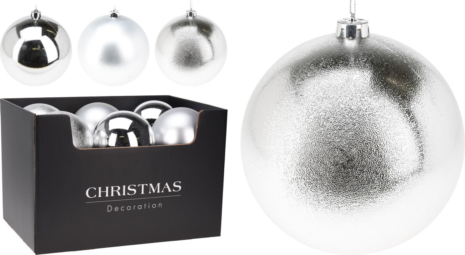 Silver Xmas Bauble (M) PartyPerfetto
