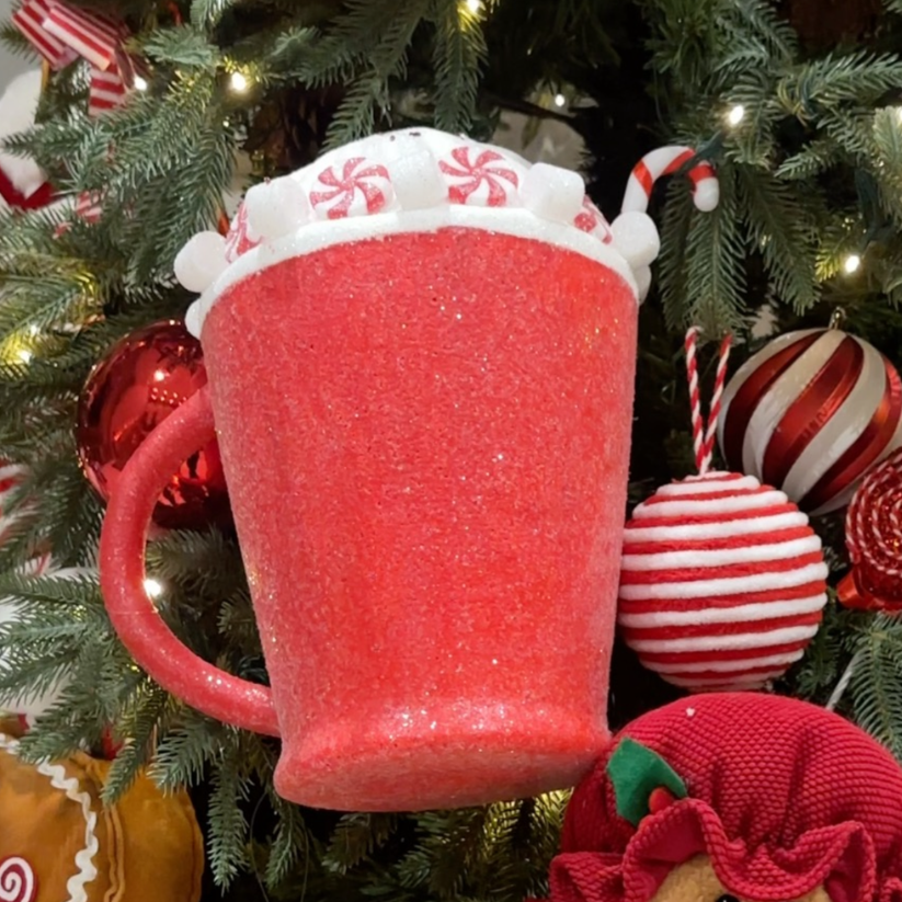 Christmas Red & White Glitter Santa mug PartyPerfetto