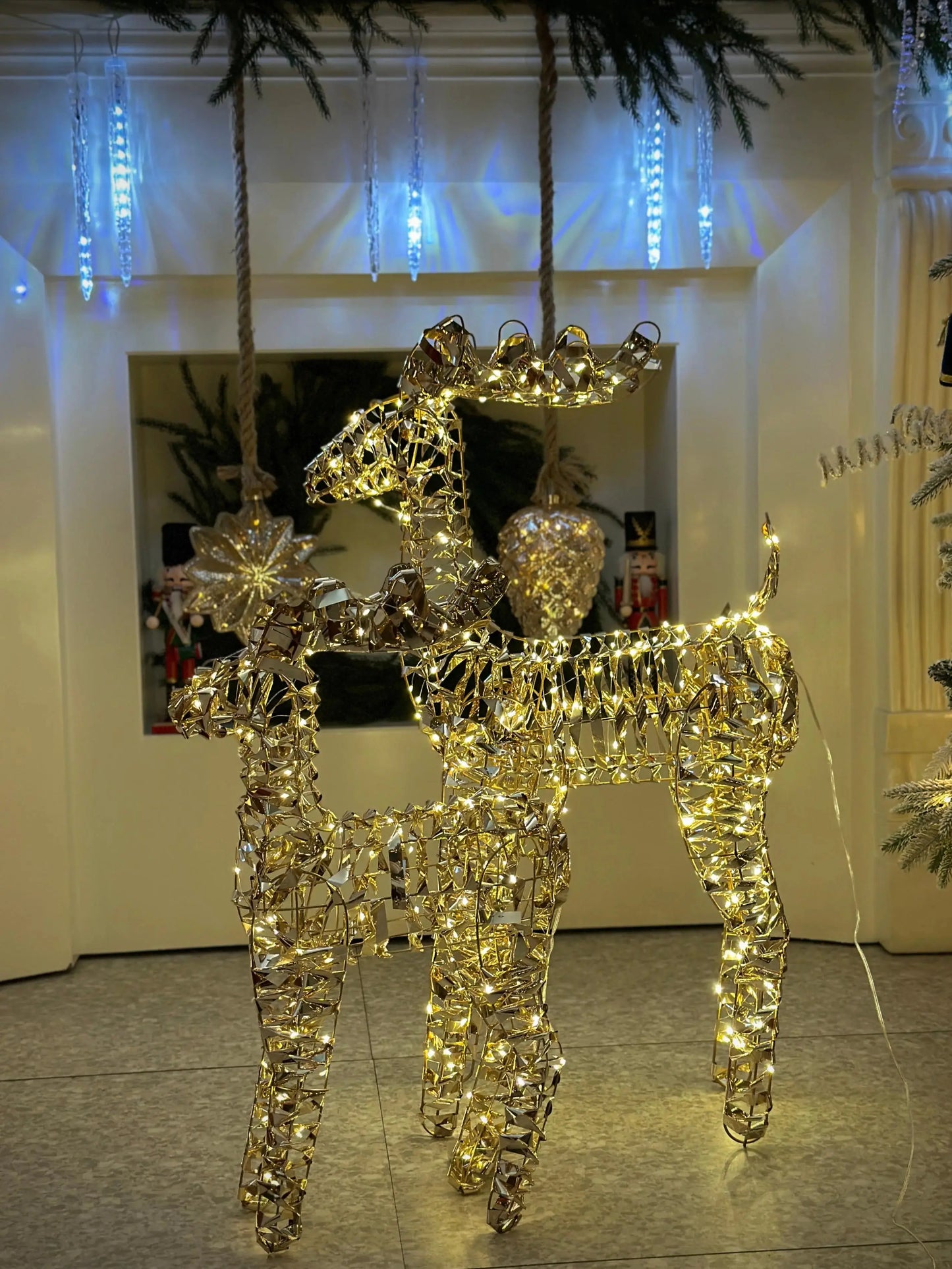Glitter Free Metal Rattan Reindeer (L) PartyPerfetto