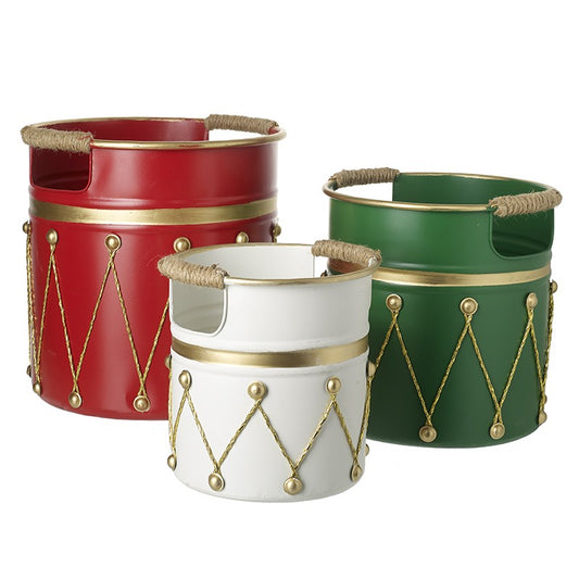 METAL CONTAINERS WITH ROPE HANDLES (SET OF 3)