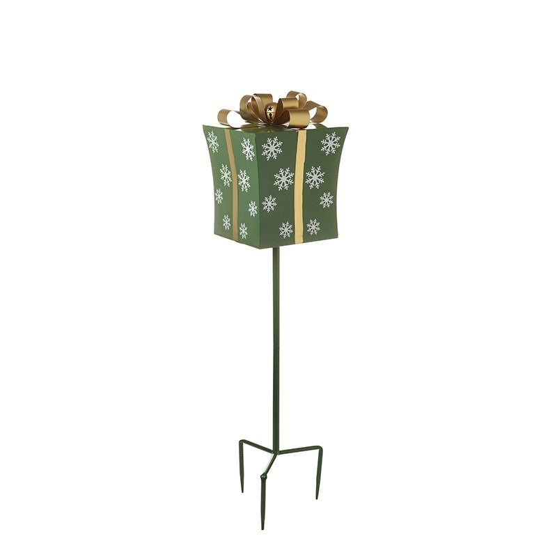 RED & GREEN CHRISTMAS PRESENT STAKE (SET OF 2)