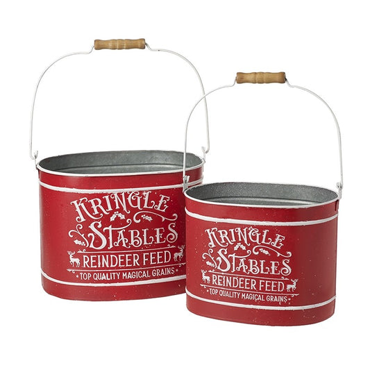 REINDEER FEED RED BUCKET (SET OF 2)