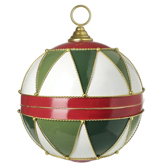 EX LARGE RED GREEN WHITE & GOLD BAUBLE