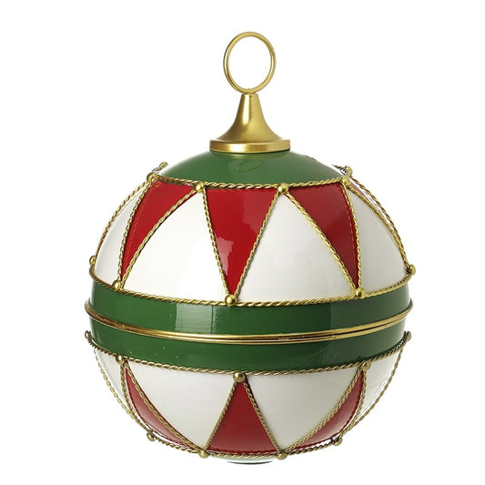 LARGE RED GREEN WHITE & GOLD BAUBLE