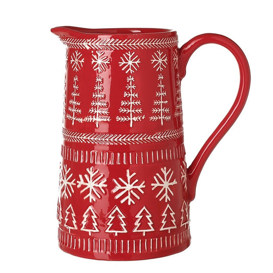 RED CERAMIC SNOWFLAKE JUG