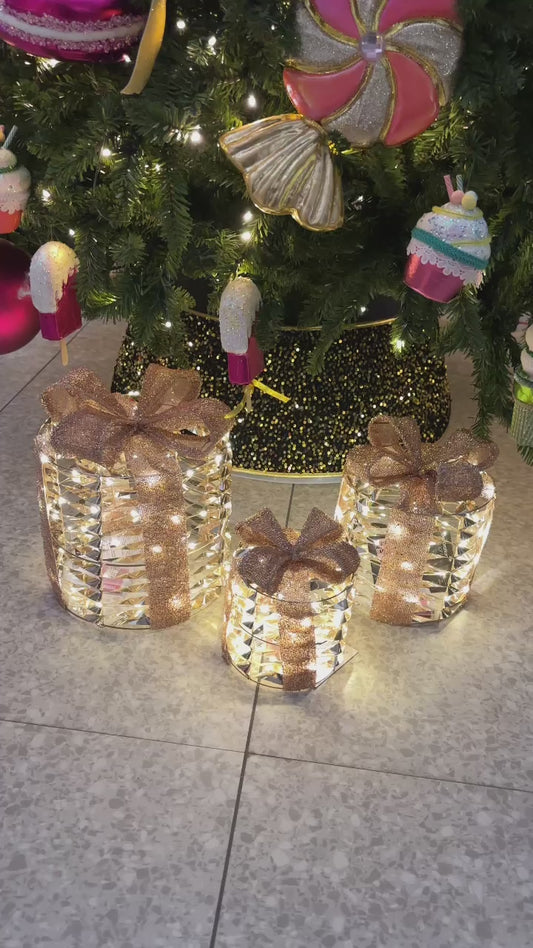 Metal Round LED Giftbox (Set of 3)