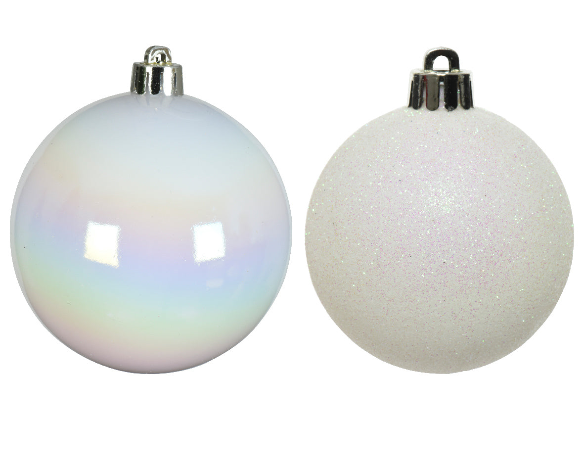 White Bauble 6cm Tube OF 10 Party Perfetto