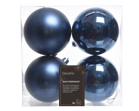 Night Blue Bauble set 10cm Box of 4 Party Perfetto