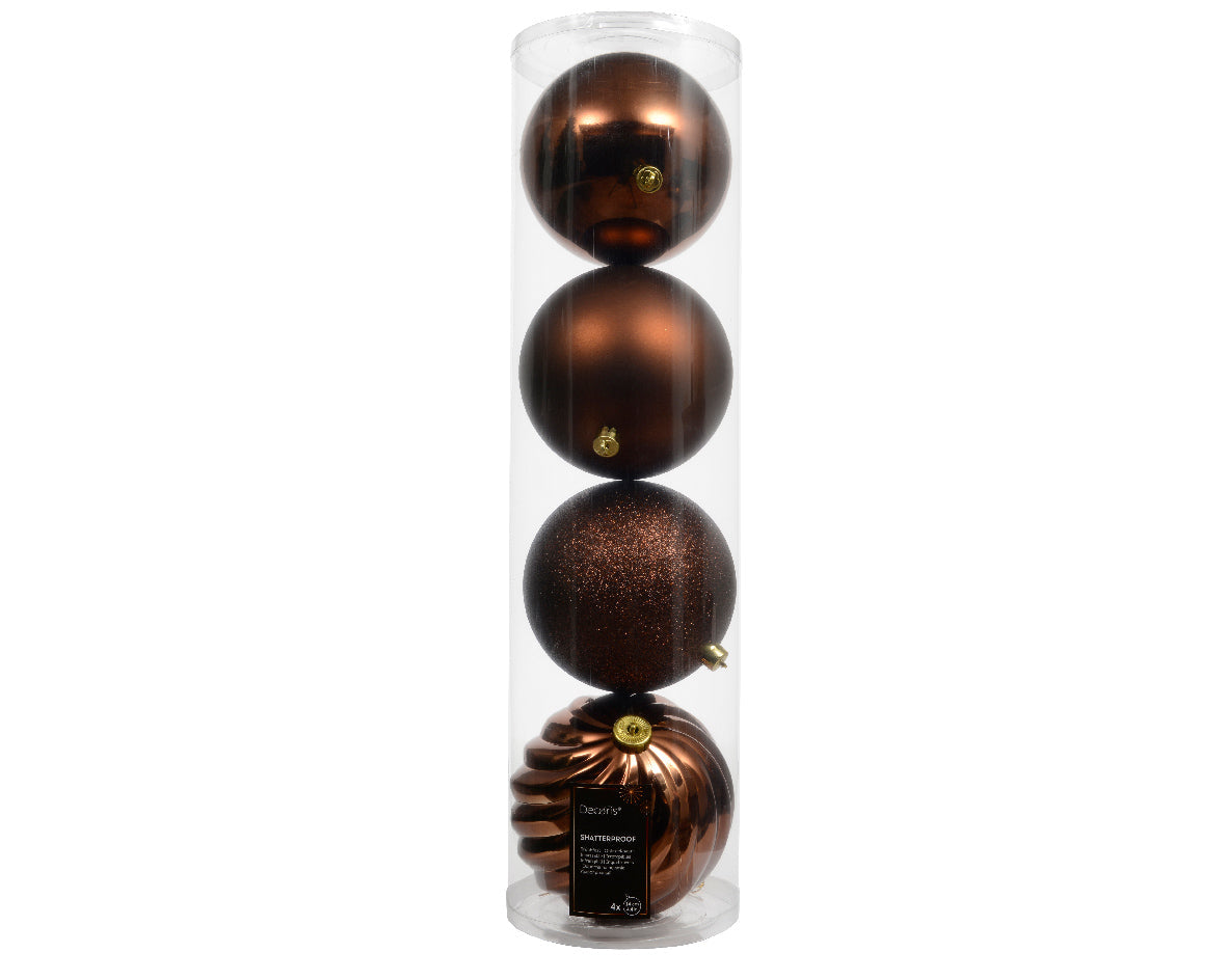 SHINY,MATT,GLITTER 14 CM BAUBLE PACK OF 4 - 9 Colors Option (Copy) PartyPerfetto
