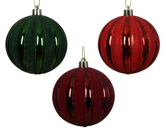 Glitter Flocked Baubles  8cm