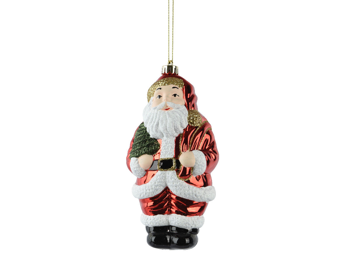 Red Glitter Hanging Santa (Pack of 1)