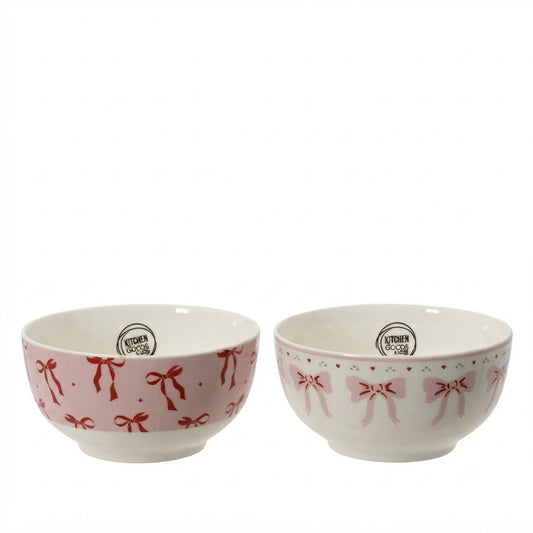 Pink Bow Printed Dinner Bowl 2 Color Opt. Party Perfetto