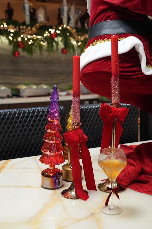 Rotating Micro LED Tree (Red & Gold 39cm)(2Color Opt.) PartyPerfetto