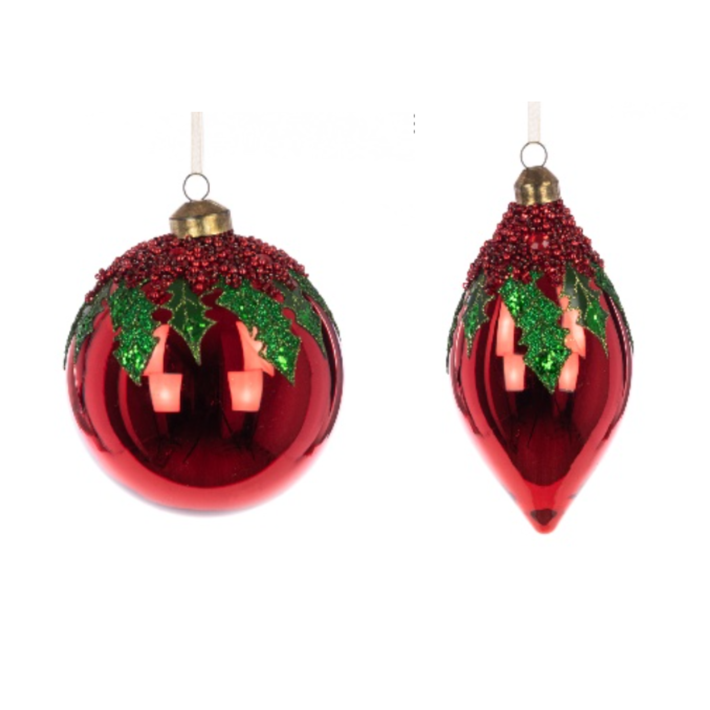 Glass Paisley Finial & Bauble Pack of 2