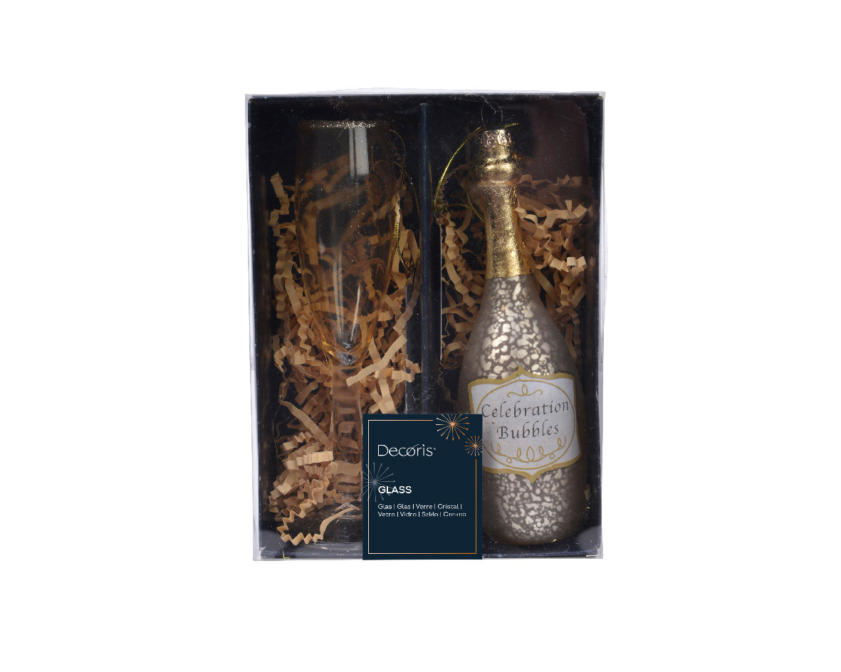 Hanging Champagne Bottle with  glitter mix