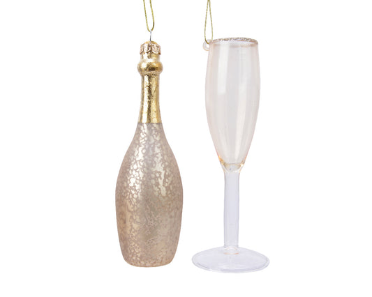 Hanging Champagne Bottle with  glitter mix