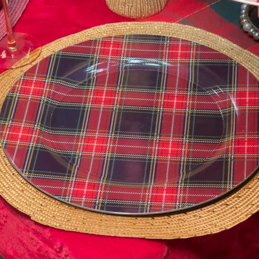 Checked Shiny  Decor plate Pack of 2 Party Perfetto