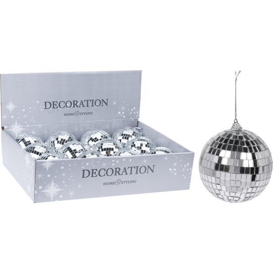 Silver Mirror Bauble (pack of 2 )