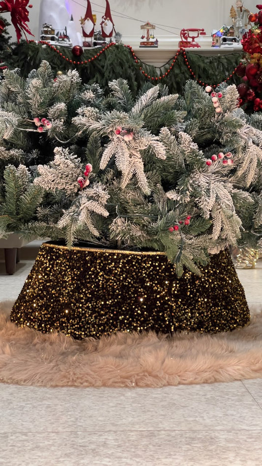 Gold Sequin Tree Skirt PartyPerfetto
