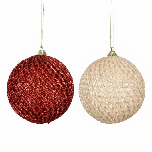 Check &  Glitter all over Bauble  (Pack of 12) Party Perfetto
