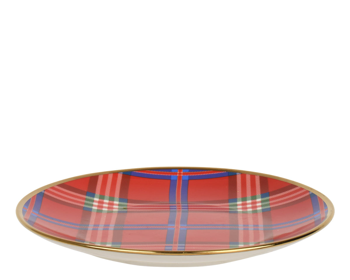 Red Dinner Plate  with Checked Pattern 2 Size OPT. Party Perfetto