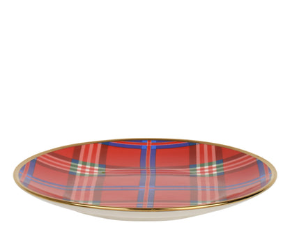 Red Dinner Plate  with Checked Pattern 2 Size OPT. Party Perfetto