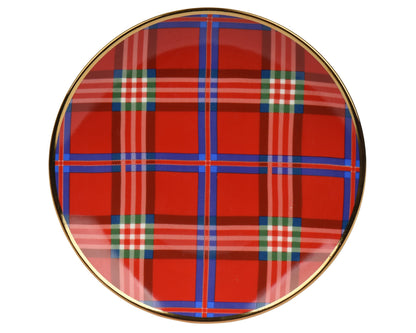 Red Dinner Plate  with Checked Pattern 2 Size OPT. Party Perfetto