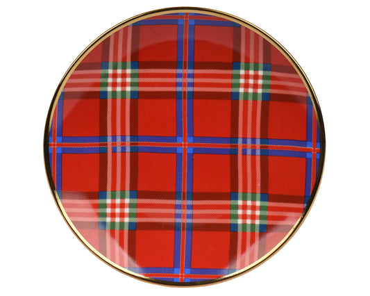 Red Dinner Plate  with Checked Pattern 2 Size OPT. Party Perfetto