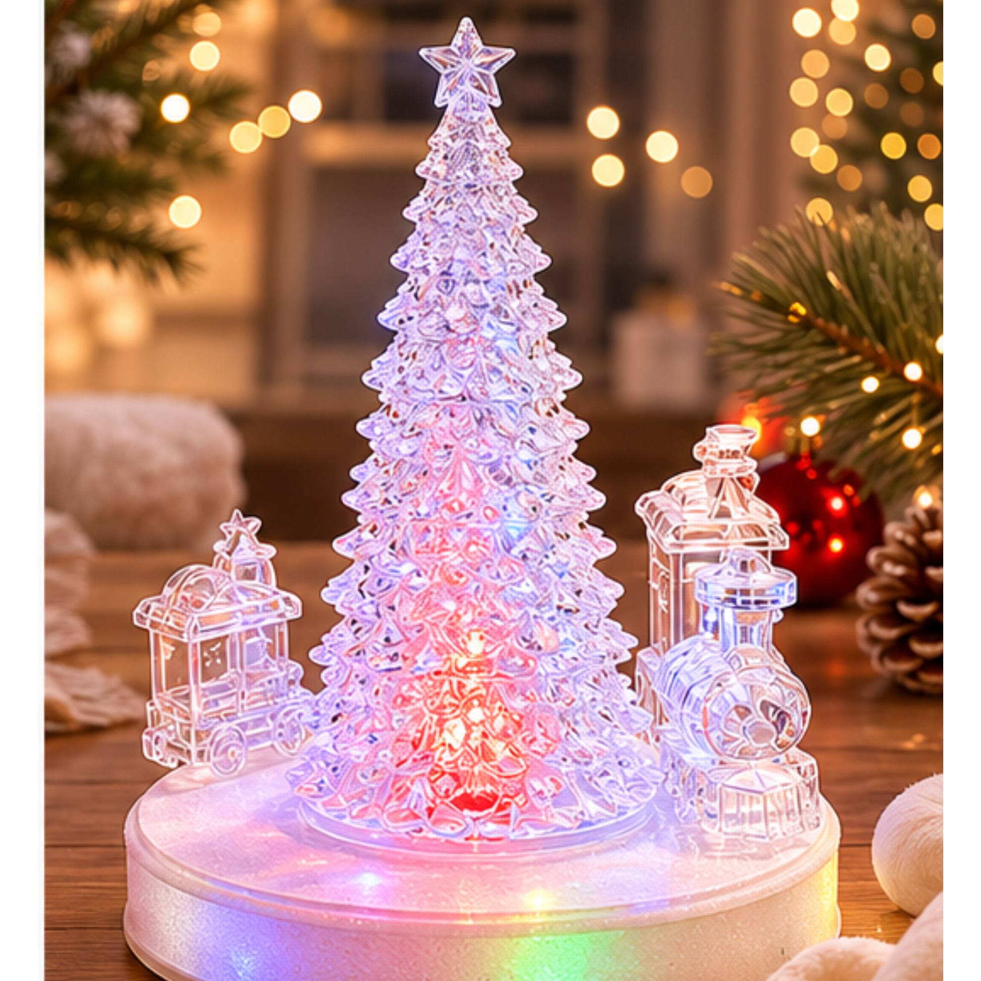 Magical Crystal Christmas Tree Light Globe With Music Party Perfetto