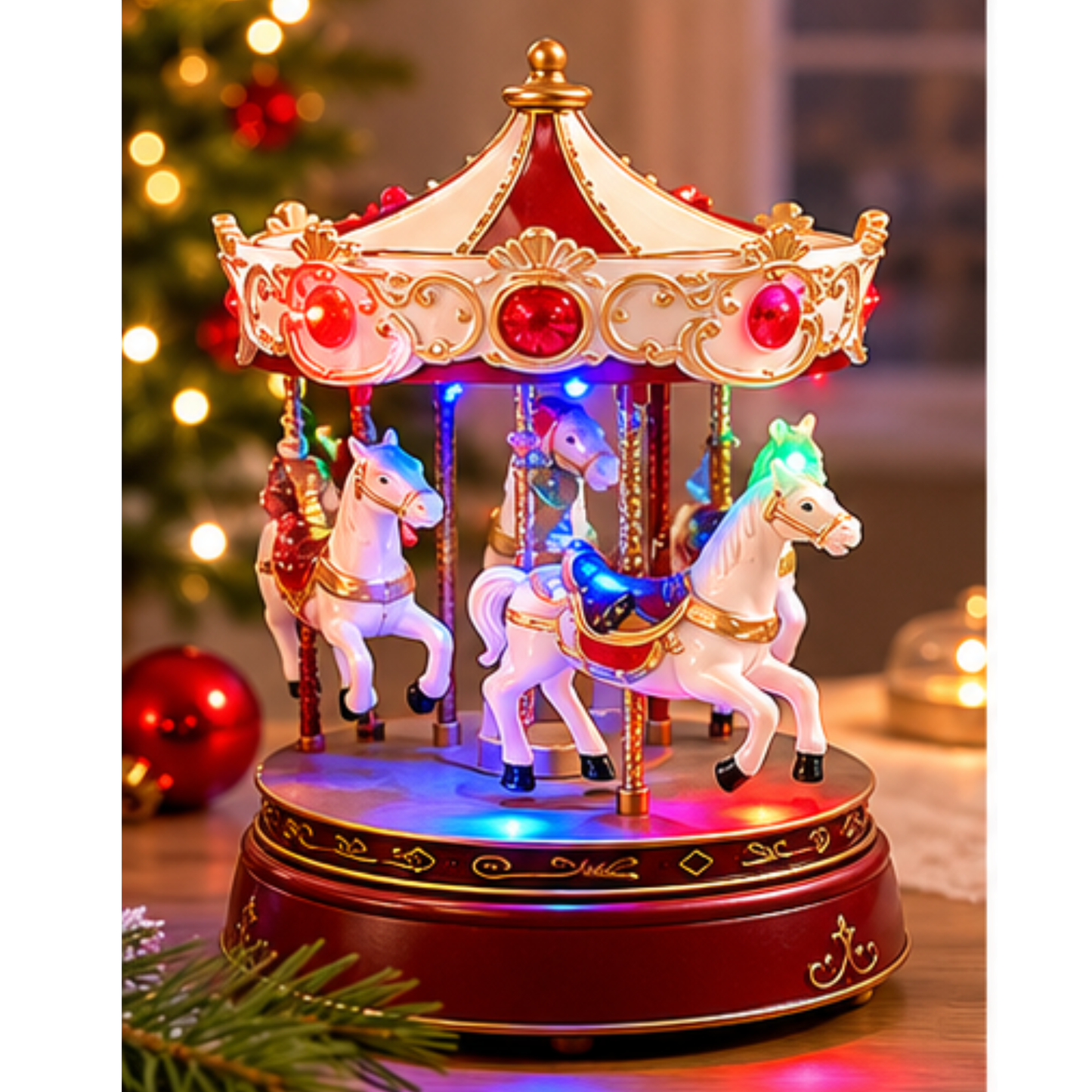 Vintage Light-Up Musical Carousel Party Perfetto