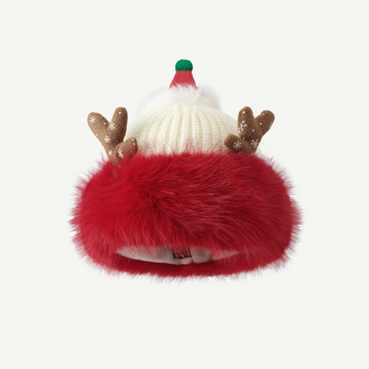 Reindeer Woolen Cap with Red Fur