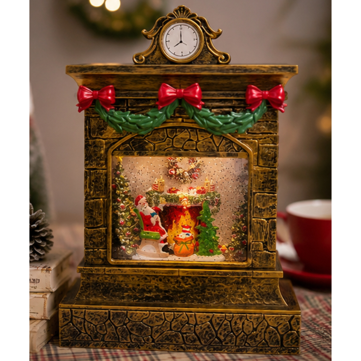Christmas Vintage Fireplace Water Globe Party Perfetto