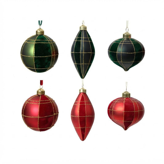 Gold Glitter Lines Bauble Olive Onion 8cm Pack of 12 Party Perfetto