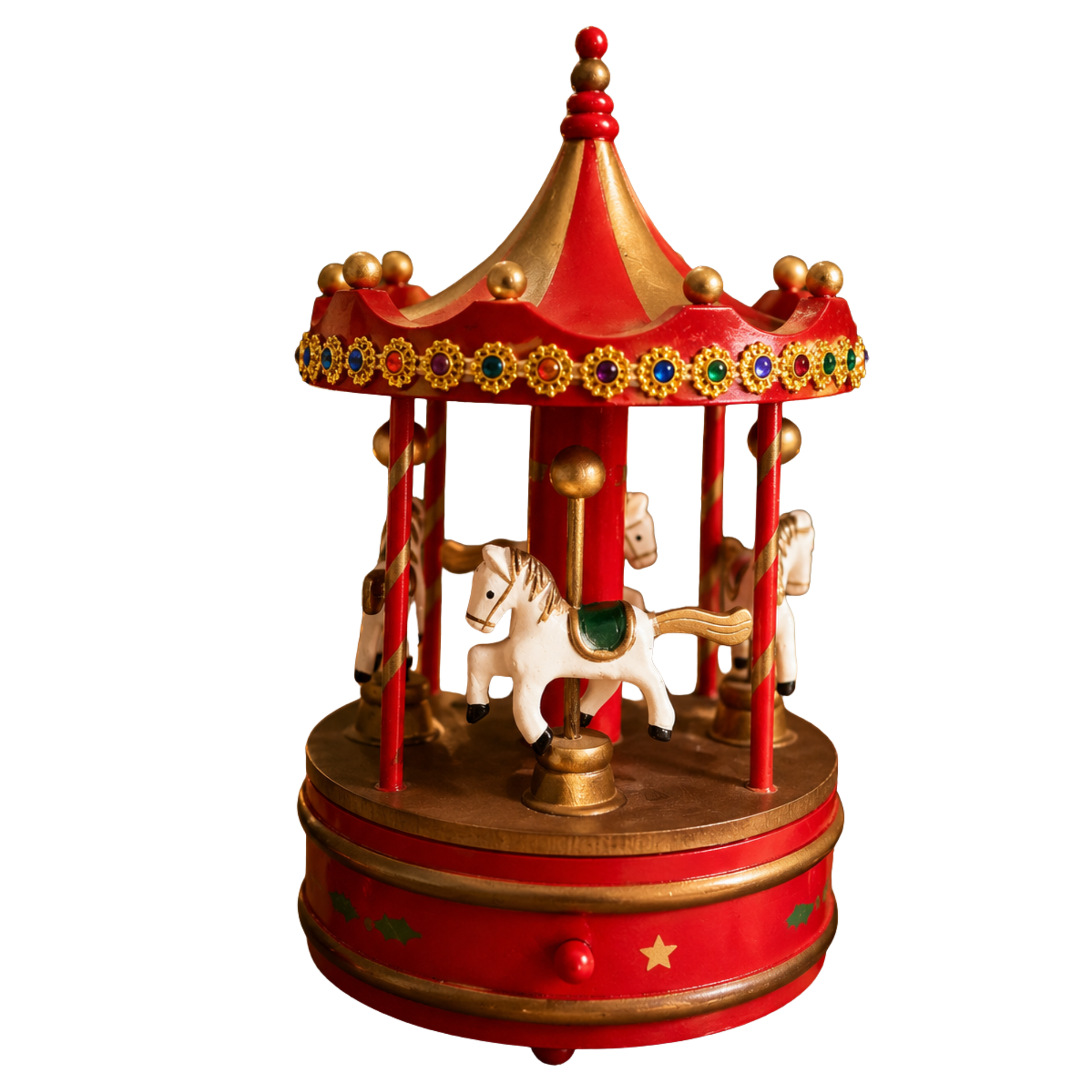 Wooden Style Christmas Carousel With Music Party Perfetto