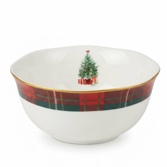 Printed Checked with Tree Dinner Bowl D. 14cm Party Perfetto