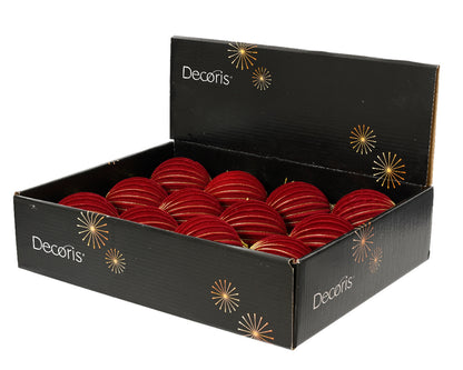 Flock Gold Wire Stripe Bauble  (Pack of 12)