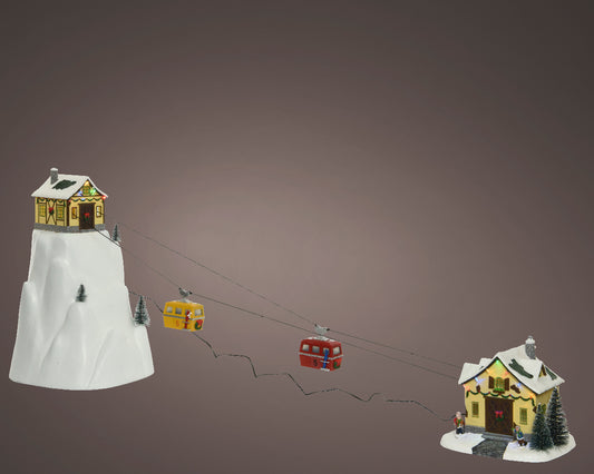 LED  Cable Car Lift With House Scenery