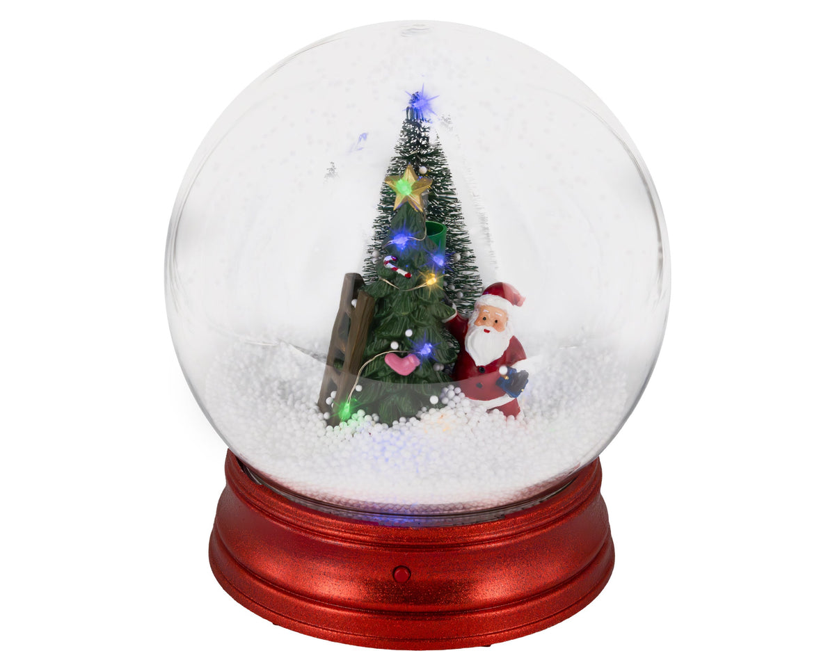 Santa with Tree Micro LED Snow Globe  2 SIZE OPT. Party Perfetto