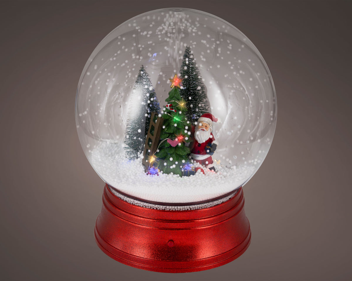 Santa with Tree Micro LED Snow Globe  2 SIZE OPT. Party Perfetto