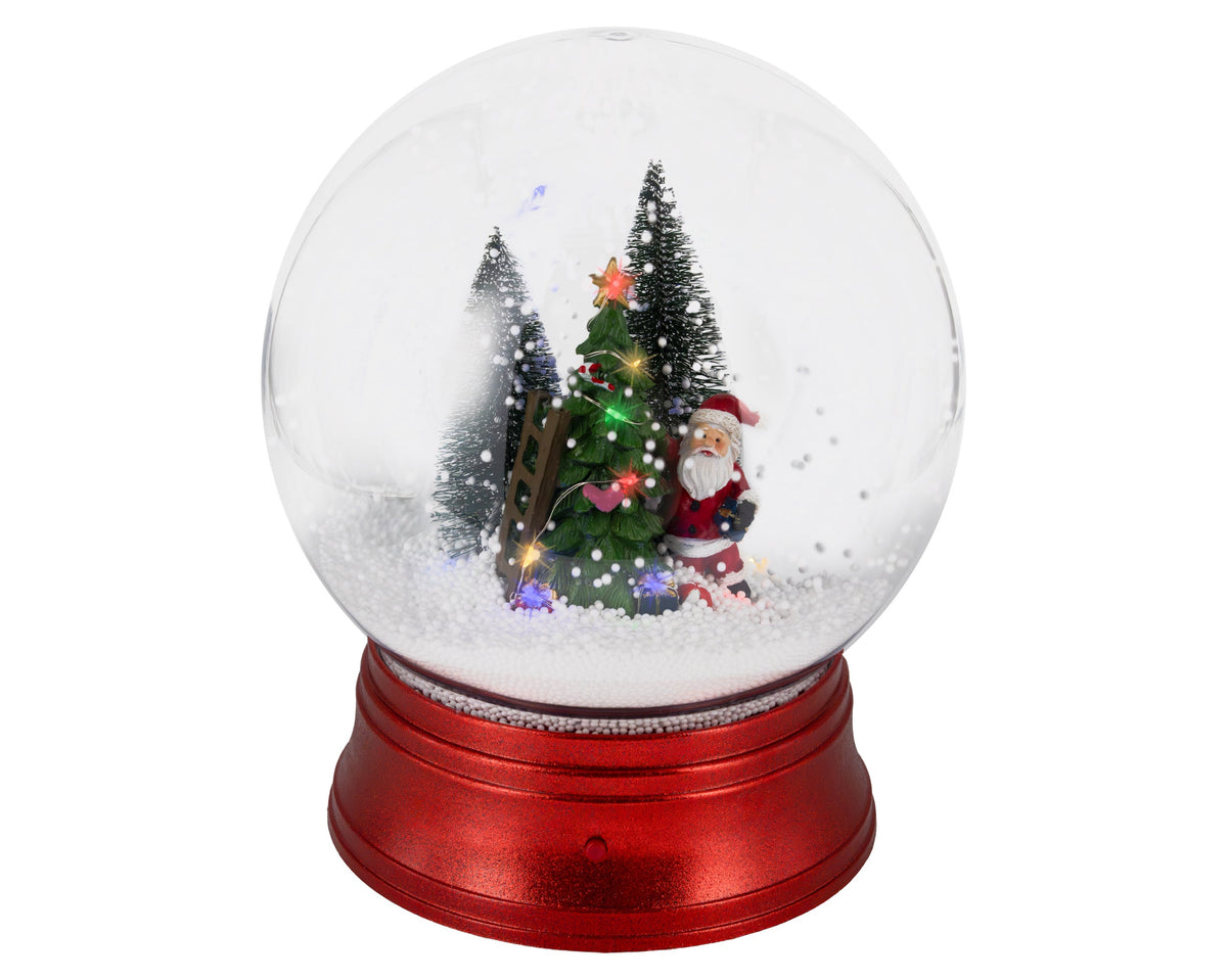 Santa with Tree Micro LED Snow Globe  2 SIZE OPT. Party Perfetto