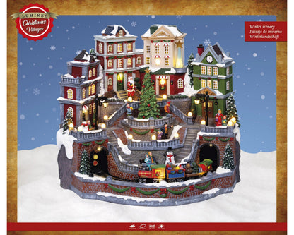 Snowy Christmas Town  LED Scenery Set Party Perfetto