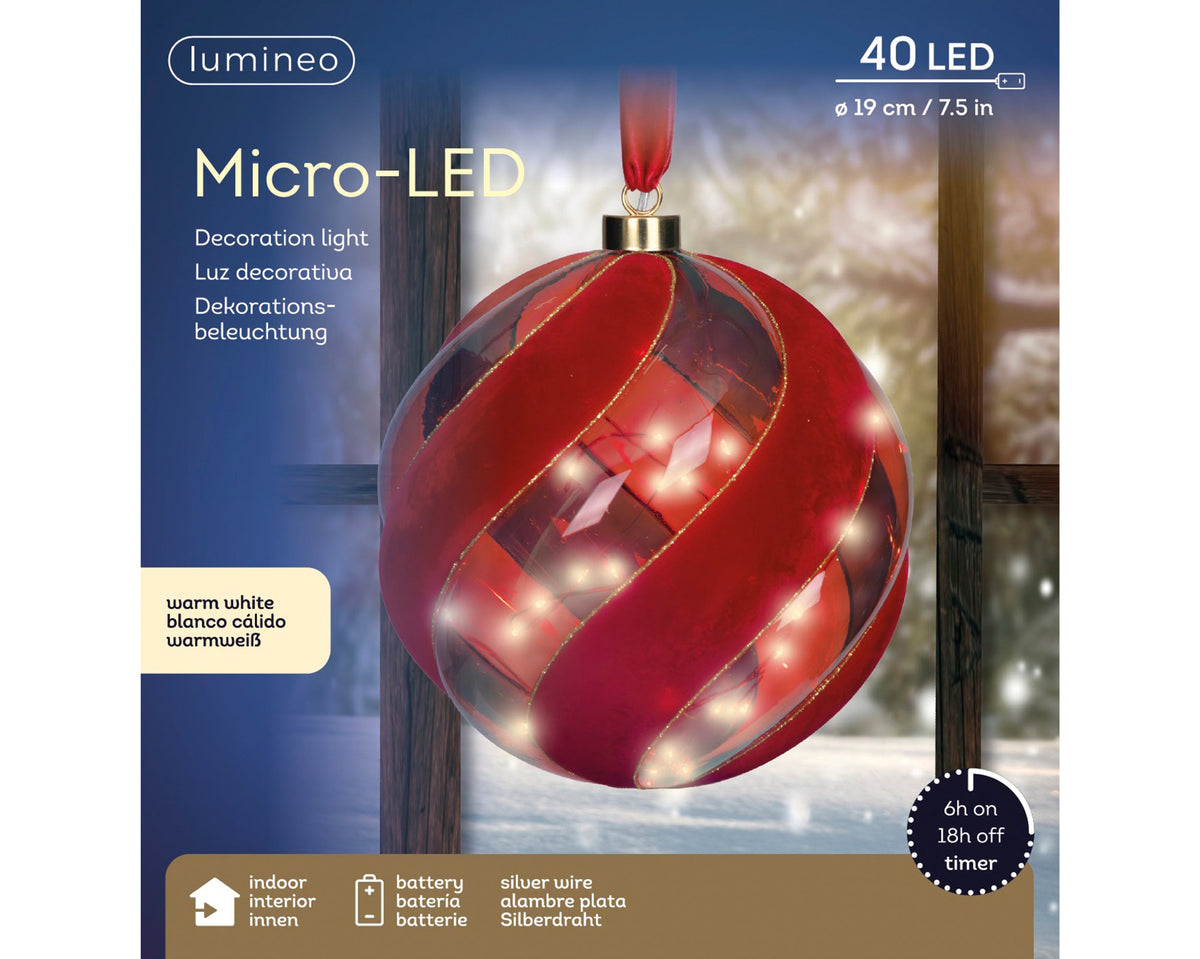 Micro LED Checked Ball 19cm Party Perfetto