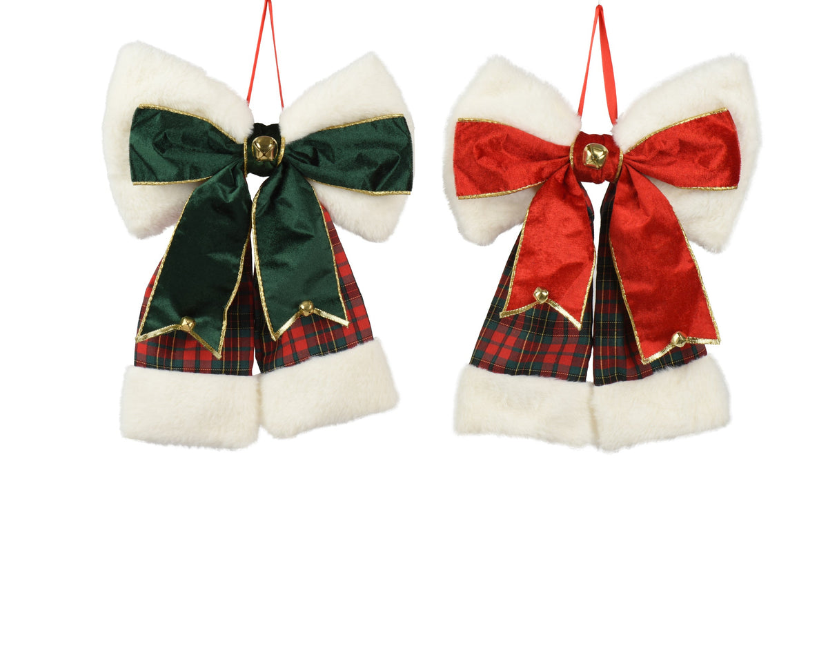 Checked Bow with Bell H.16cm (Set of 2) Party Perfetto
