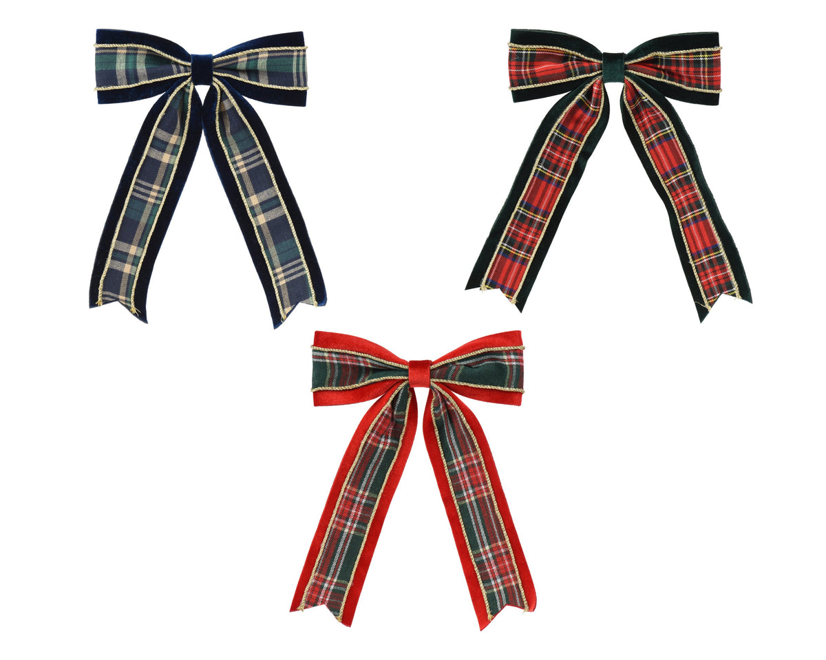 Checked with Plain Line Bow H.28cm (Pack of 3) Party Perfetto